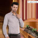 Pastel Purple Men's Printed Cotton Shirt - Image 5