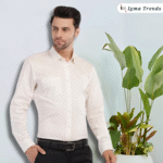 Classic White Printed Men's Cotton Shirt - Image 4
