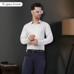 Light Grey Abstract Printed Men's Shirt - Image 4