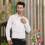 White Micro-Printed Men's Shirt