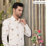 White Printed Cotton Men's Shirt - Image 5