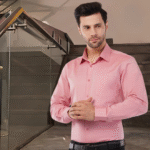 Elegant Pink Cotton Men's Shirt