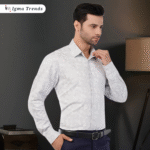 Light Grey Abstract Printed Men's Shirt