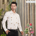 White Printed Cotton Men's Shirt