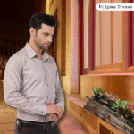 Pastel Purple Men's Printed Cotton Shirt - Image 2