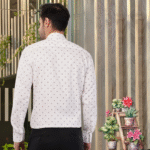 White Micro-Printed Men's Shirt - Image 2